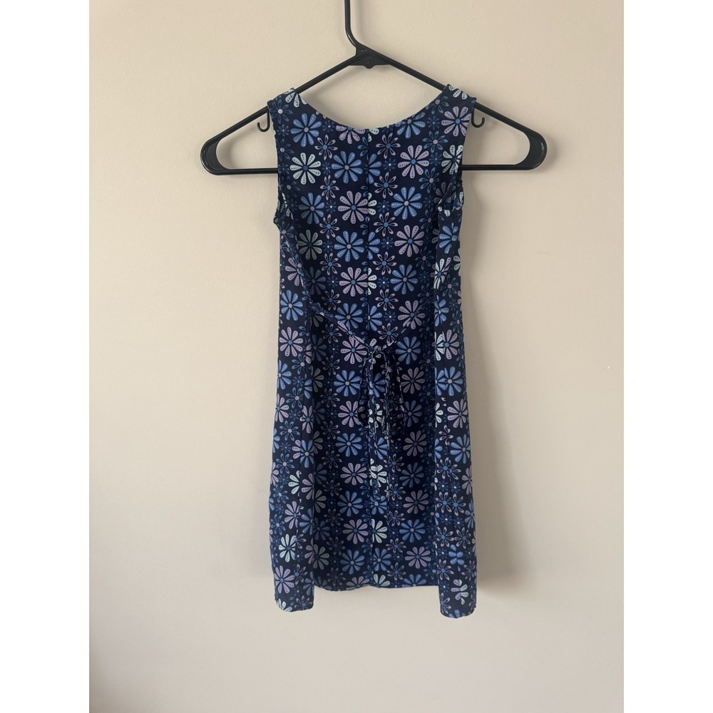 Y2K 90s‎ Vintage SWAT Kids Dress Sundress Jumper Size 5 Polyester Navy Floral - Picture 2 of 5